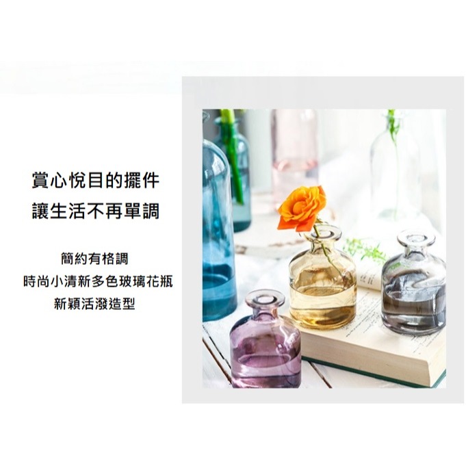 【巨路生活】彩色透明玻璃花瓶 小口玻璃瓶-細節圖8