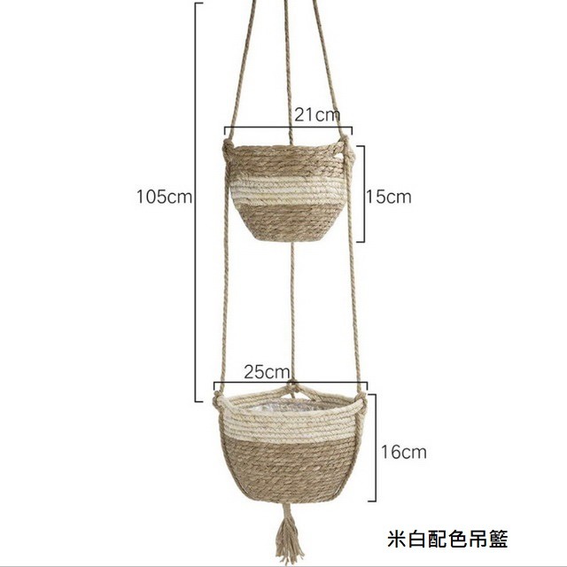 【巨路生活】吊籃花盆 藤編織吊籃花盆-細節圖2