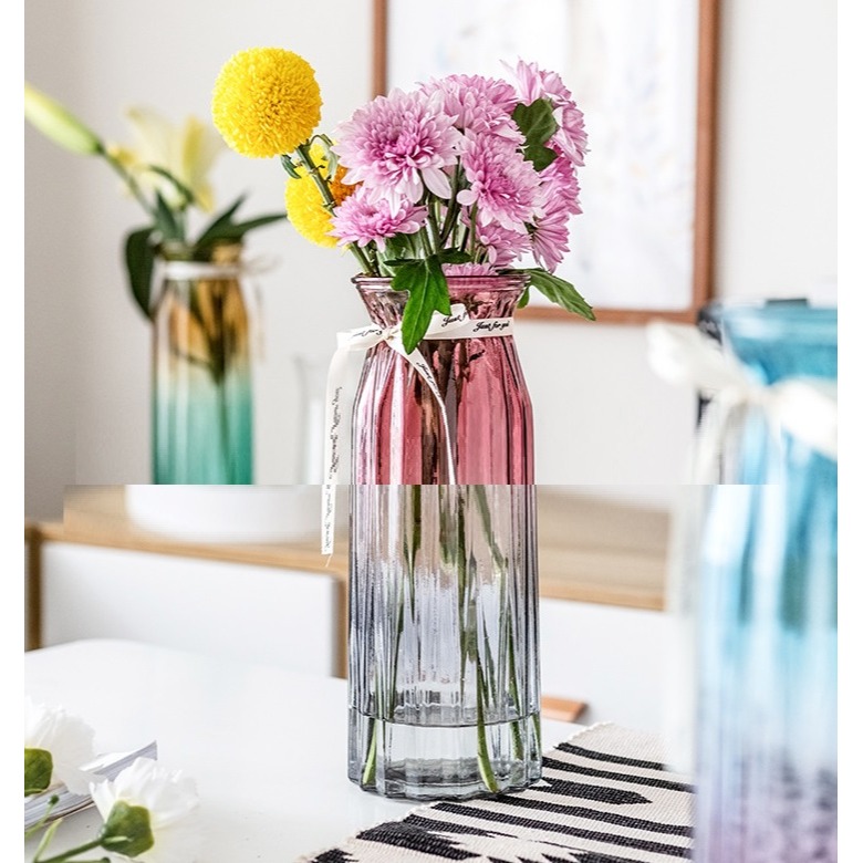 【巨路生活】歐式彩色玻璃花瓶 高腳花瓶30cm 花器-細節圖7