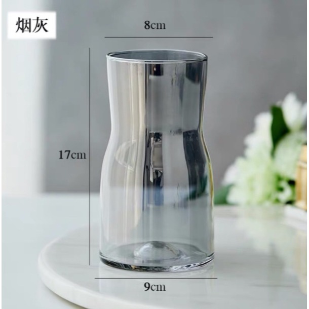 【巨路生活】玻璃花瓶 漸變煙灰幻彩插花瓶-細節圖2