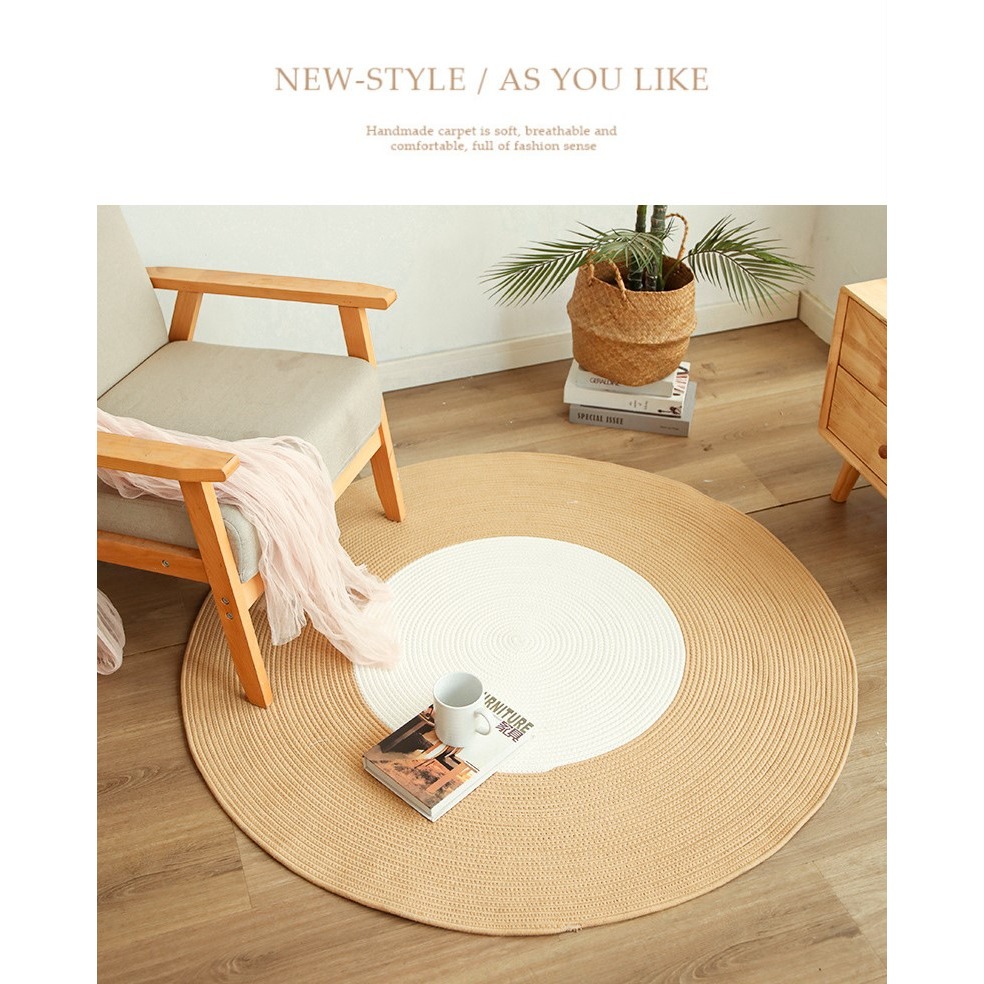 【巨路生活】棉線編織地墊 編織毯 腳墊床邊毯 客廳茶几廠家地毯商用簡約桌墊-細節圖7