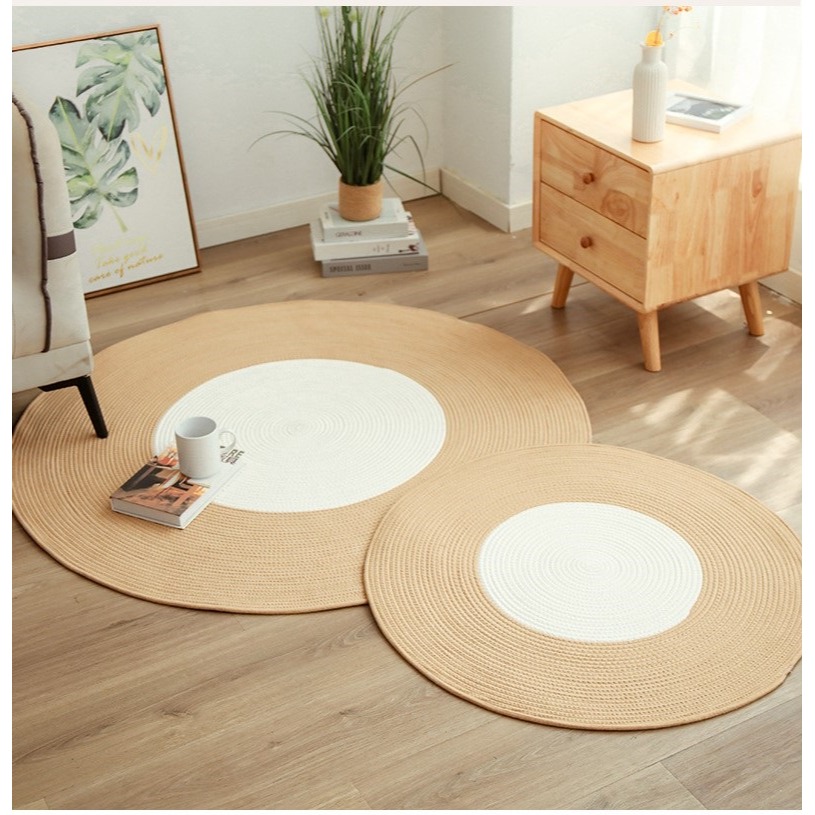 【巨路生活】棉線編織地墊 編織毯 腳墊床邊毯 客廳茶几廠家地毯商用簡約桌墊-細節圖8