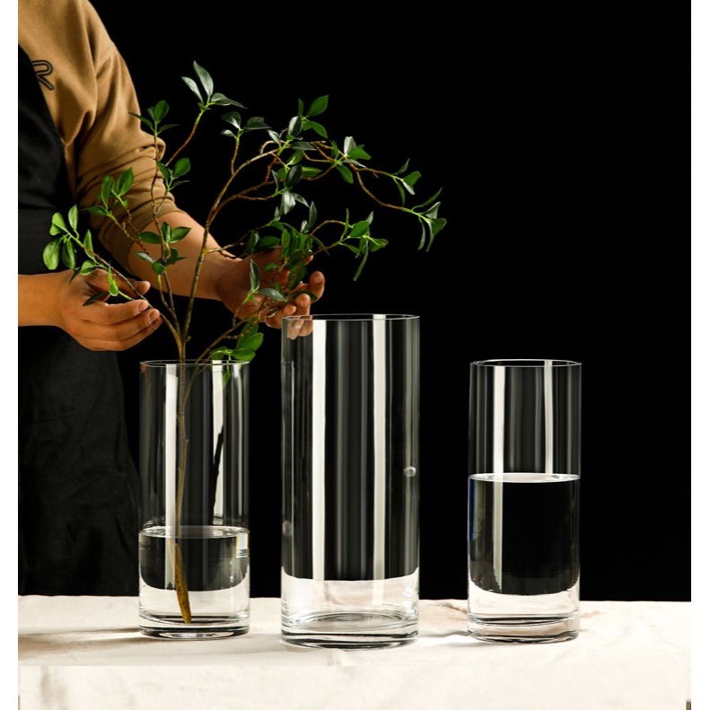 【巨路生活】透明直筒玻璃花瓶  客廳落地花瓶-細節圖7