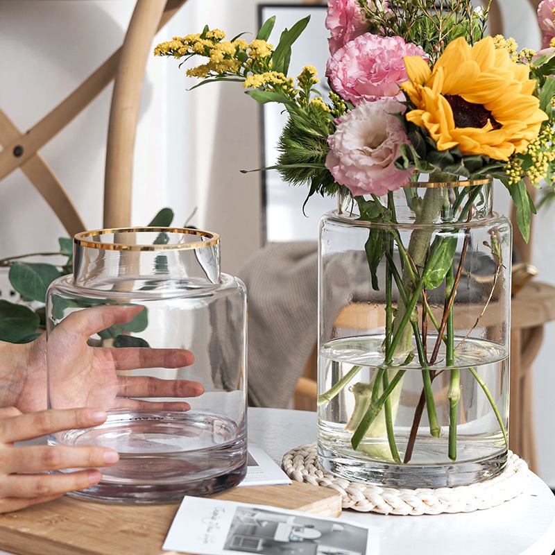 【巨路生活】透明玻璃花瓶 水培鮮花百合插花花瓶-細節圖8