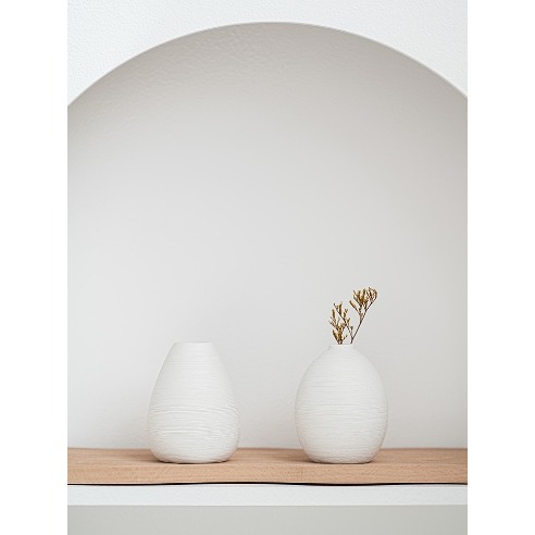 【巨路生活】白色陶瓷花瓶 條紋陶瓷花瓶 裝飾工藝術品-細節圖5