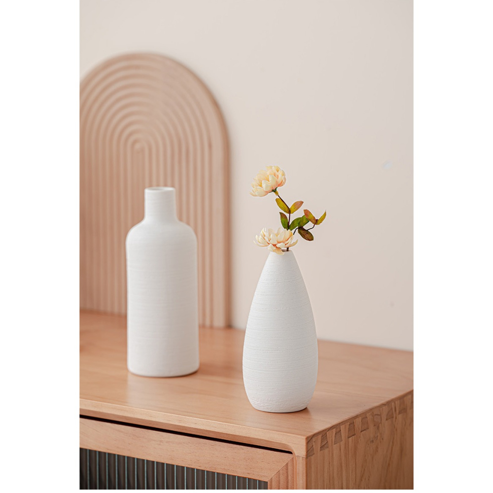 【巨路生活】白色陶瓷花瓶 條紋陶瓷花瓶 裝飾工藝術品-細節圖6