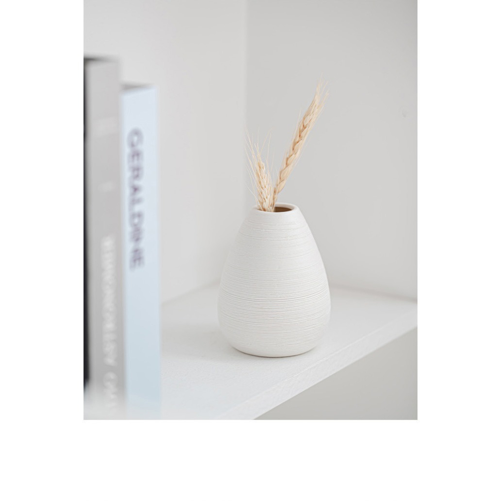 【巨路生活】白色陶瓷花瓶 條紋陶瓷花瓶 裝飾工藝術品-細節圖7