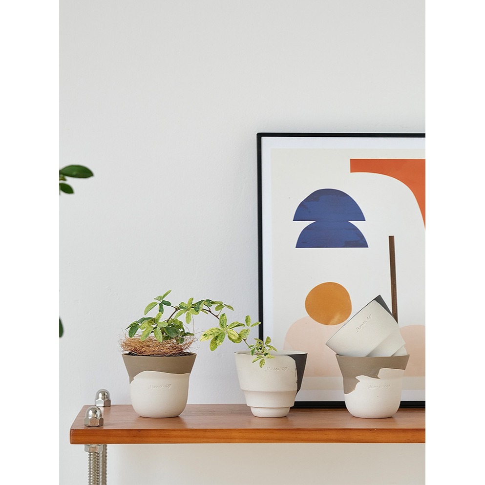 【巨路生活】手作陶瓷花盆 迷你小號花盆-細節圖6