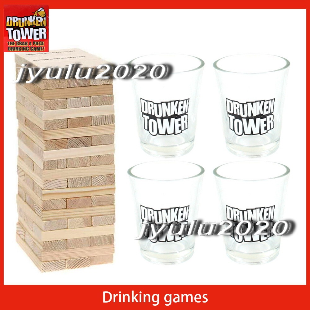 【巨路生活】drunken tower積木益智遊戲 疊疊樂酒杯套裝 桌遊木質 喝酒互動遊戲-60pcs-細節圖5