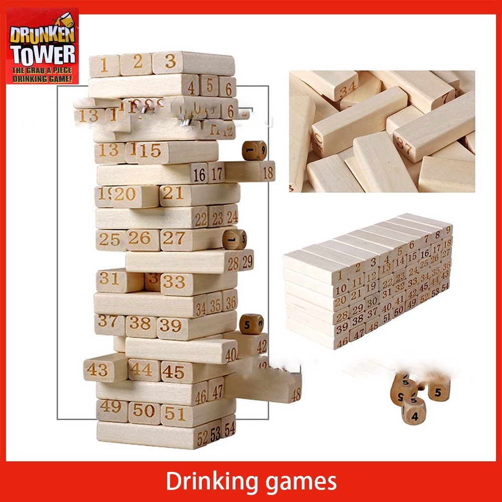 【巨路生活】drunken tower積木益智遊戲 疊疊樂酒杯套裝 桌遊木質 喝酒互動遊戲-60pcs-細節圖6