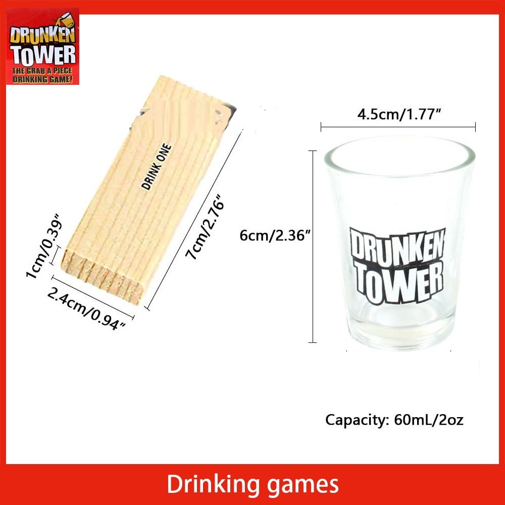 【巨路生活】drunken tower積木益智遊戲 疊疊樂酒杯套裝 桌遊木質 喝酒互動遊戲-60pcs-細節圖8