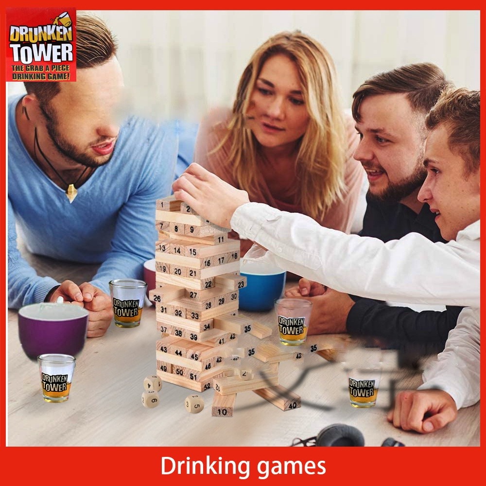 【巨路生活】drunken tower積木益智遊戲 疊疊樂酒杯套裝 桌遊木質 喝酒互動遊戲-60pcs-細節圖9