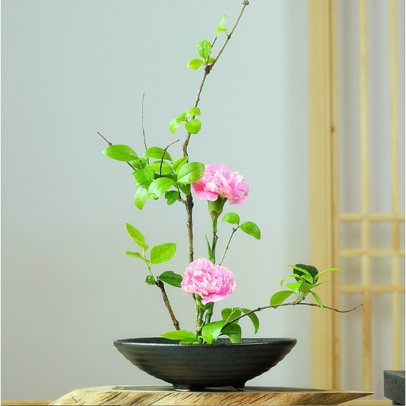 【巨路生活】花盆 陶瓷插花盆  日式花道插花器 復古花藝水盆-細節圖3