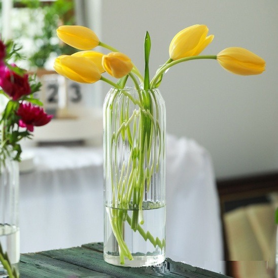 【巨路生活】條紋玻璃花瓶 簡約透明 花瓶-細節圖3