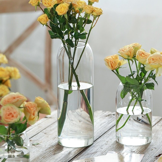 【巨路生活】花瓶 透明花瓶 桌架玻璃花瓶 透明小眾水培小雛菊鈴蘭花器皿-細節圖3