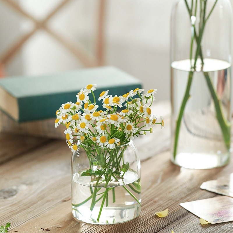 【巨路生活】花瓶 透明花瓶 桌架玻璃花瓶 透明小眾水培小雛菊鈴蘭花器皿-細節圖4