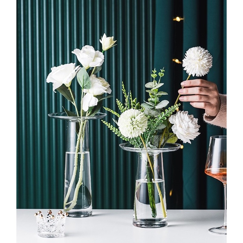 【巨路生活】北歐透明玻璃 水養花瓶 家居擺飾 幹花鮮花  插花花瓶-細節圖5