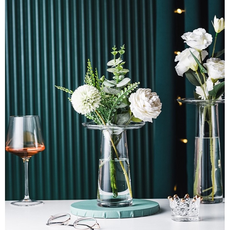 【巨路生活】北歐透明玻璃 水養花瓶 家居擺飾 幹花鮮花  插花花瓶-細節圖6