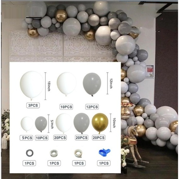 【巨路生活】氣球套組 灰色氣球花環套裝-細節圖5