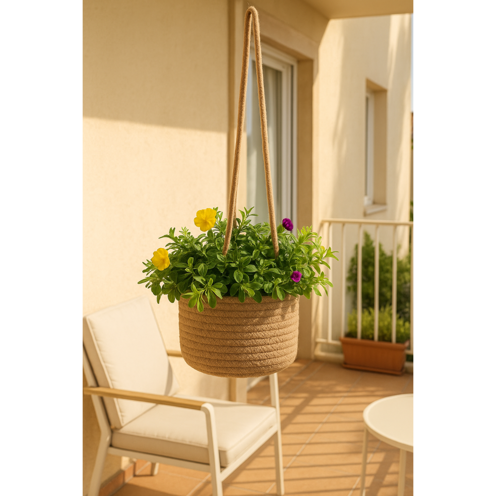 【巨路生活】花盆吊籃  麻繩吊籃  懸吊花盆綠植盆栽 植物花吊籃-細節圖3