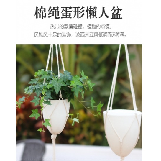 【巨路生活】花盆 蛋型吊盆  蛋形配棉繩掛繩 北歐自吸水花盆-細節圖8