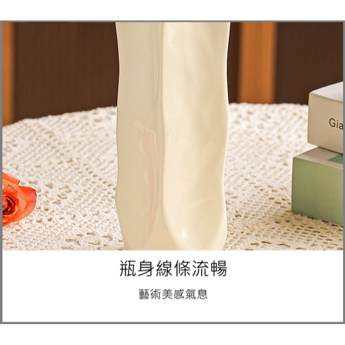 【巨路生活】陶瓷花瓶 象牙白 × 銀黑鏡面  現代藝術 × 質感居家花瓶-細節圖7
