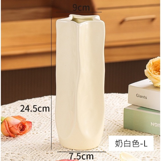 【巨路生活】陶瓷花瓶 象牙白 × 銀黑鏡面  現代藝術 × 質感居家花瓶-規格圖8