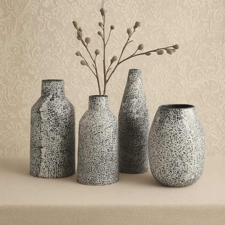 【巨路生活】陶瓷花瓶  黑白裂紋．陶藝花瓶組-細節圖2