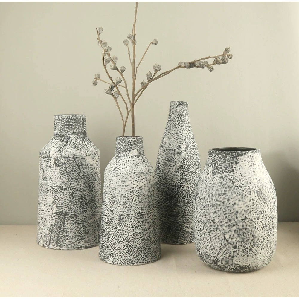 【巨路生活】陶瓷花瓶  黑白裂紋．陶藝花瓶組-細節圖5