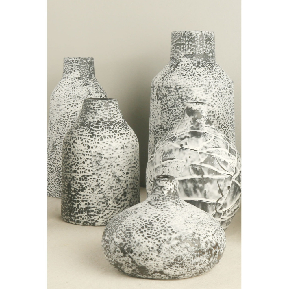 【巨路生活】陶瓷花瓶  黑白裂紋．陶藝花瓶組-細節圖7