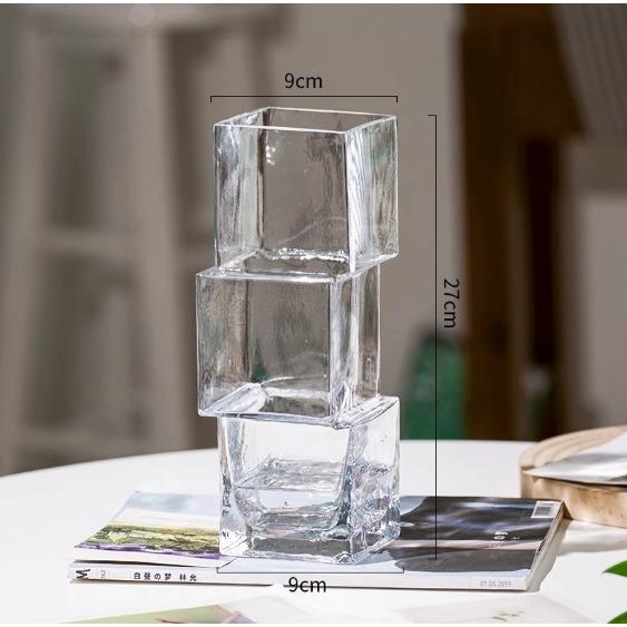 【巨路生活】玻璃花瓶　錯落之美・層層驚豔｜創意錯位玻璃花瓶-細節圖4