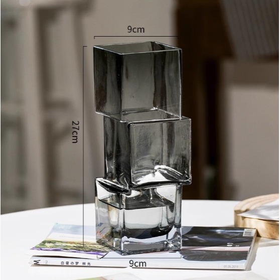 【巨路生活】玻璃花瓶　錯落之美・層層驚豔｜創意錯位玻璃花瓶-細節圖5