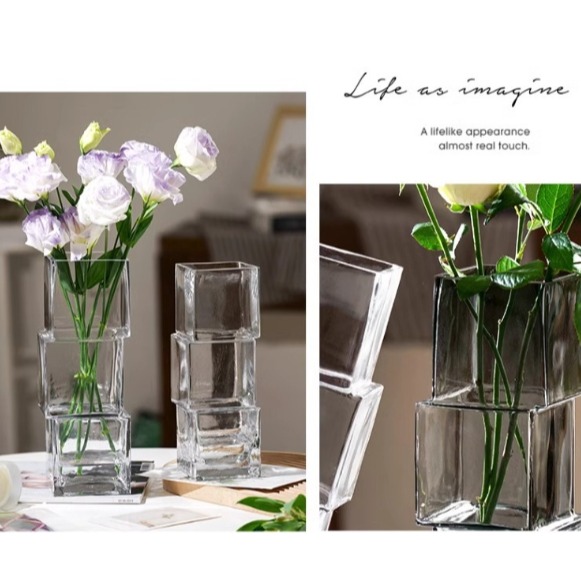 【巨路生活】玻璃花瓶　錯落之美・層層驚豔｜創意錯位玻璃花瓶-細節圖6