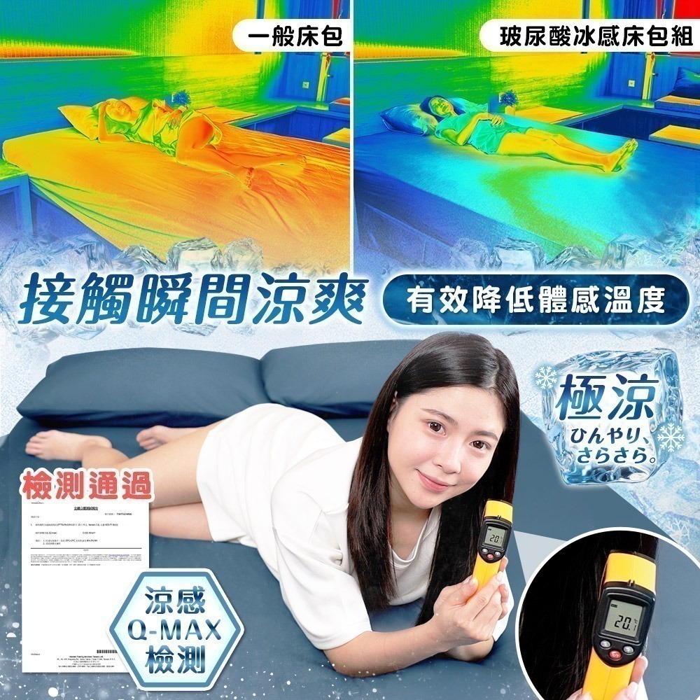 【7-ELEVEN門市團購】JOJOGO 揪揪購 超彈力玻尿酸冰感床包組 (雙人/雙人加大) 床包 涼感床包-細節圖3