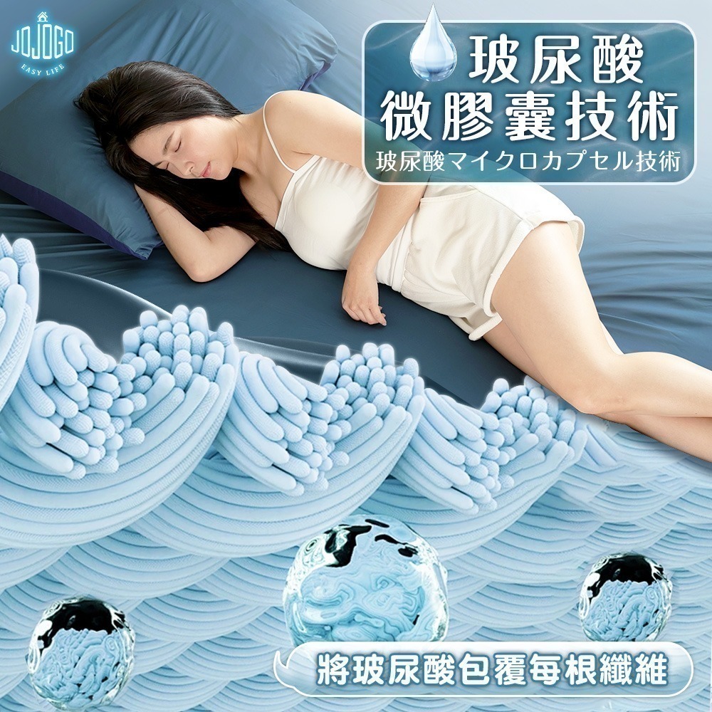 【7-ELEVEN門市團購】JOJOGO 揪揪購 超彈力玻尿酸冰感床包組 (雙人/雙人加大) 床包 涼感床包-細節圖5