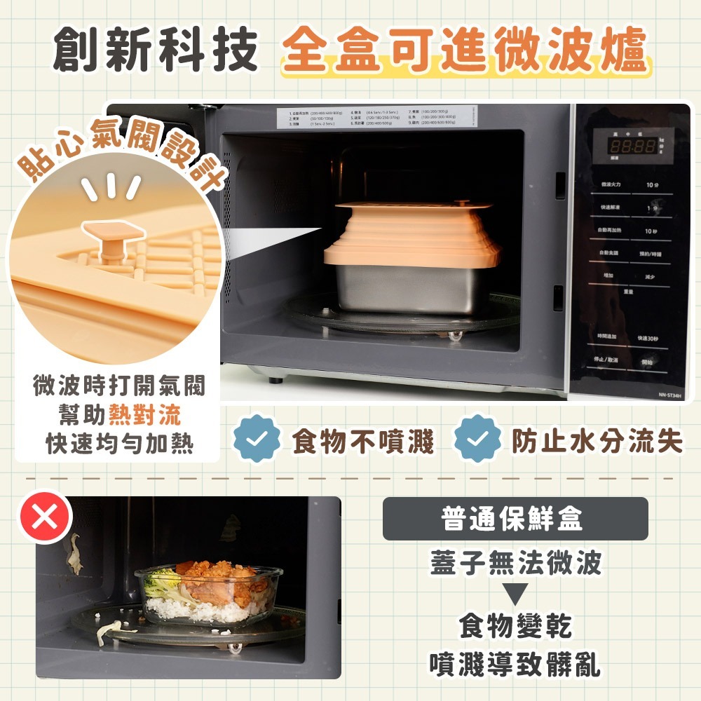 WondaMom 可微波304不鏽鋼伸縮保鮮盒三件組 保溫盒 便當盒 不鏽鋼保鮮盒 便攜餐盒 便當盒 飯盒-細節圖3