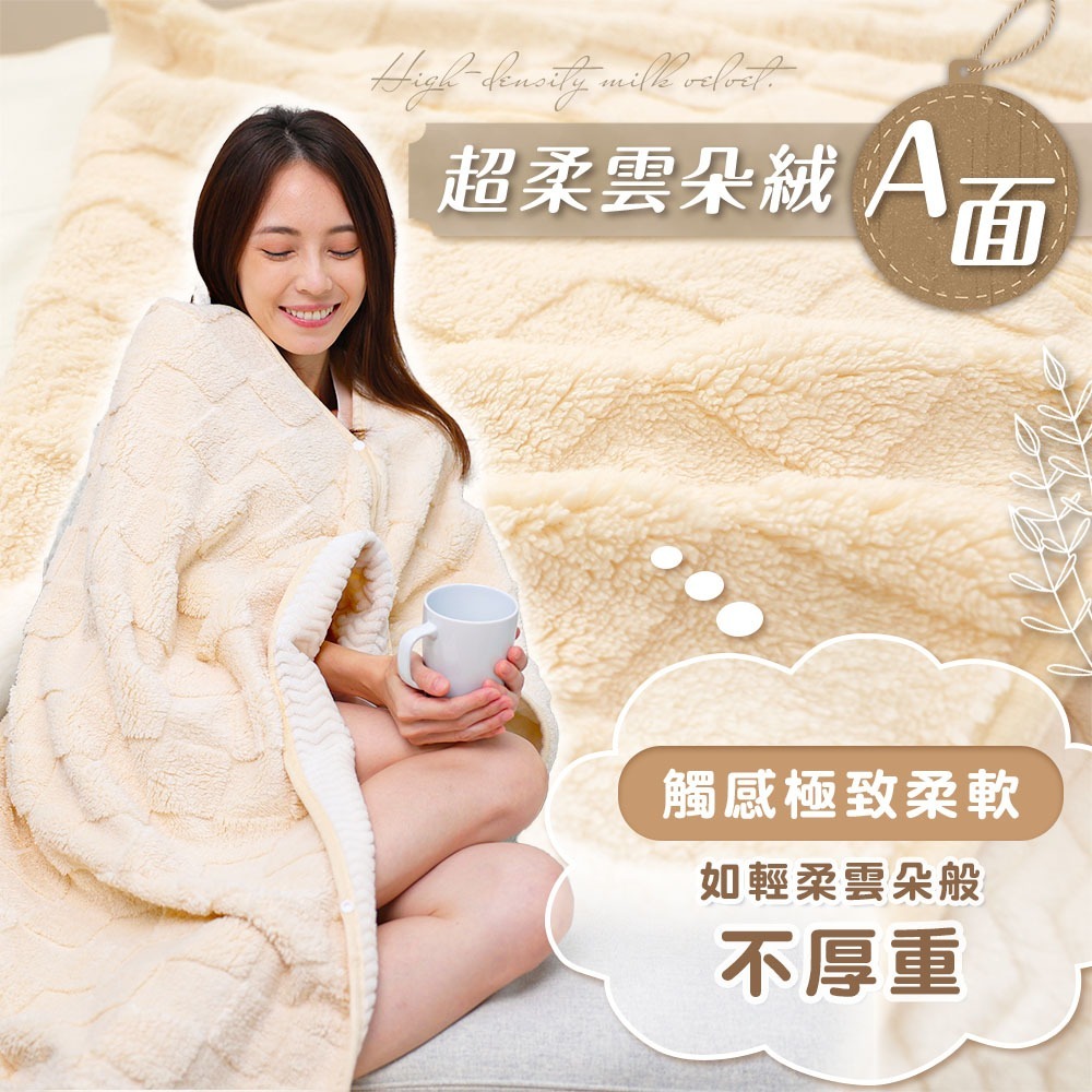 JOJOGO 揪揪購 多功能雲朵披肩毯 寶寶毯 寵物毯 冷氣毯薄毯 沙發毯 牛奶毯 冬毯 懶人毯 披肩毯 午睡毯-細節圖2