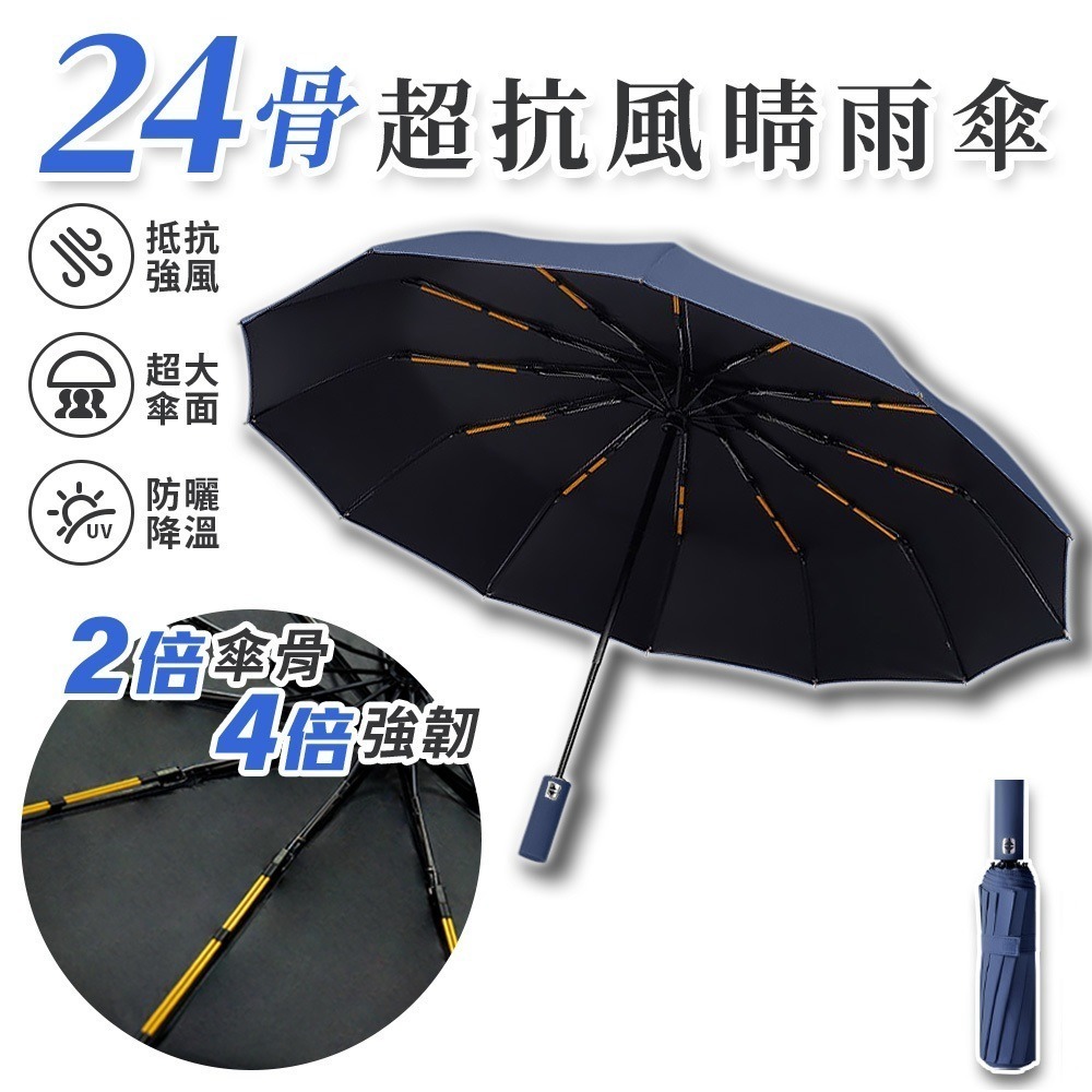 【7-ELEVEN 門市團購】JOJOGO 24骨超抗風晴雨傘  自動傘 24骨傘 黑膠 UV傘 防曬傘-規格圖11