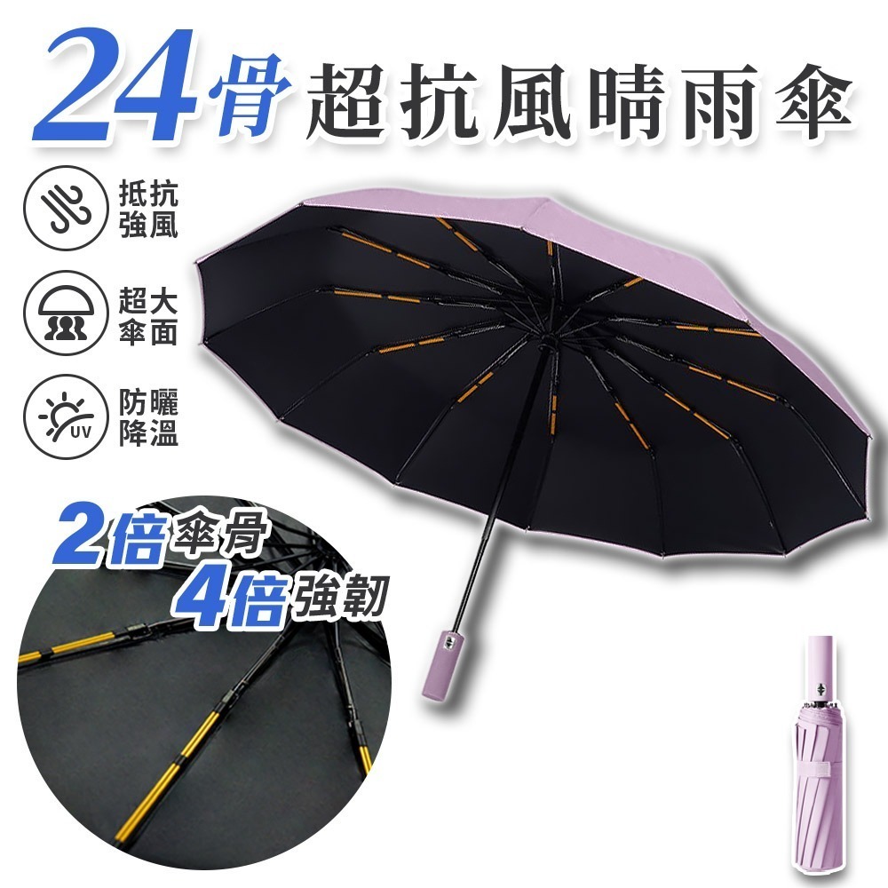 【7-ELEVEN 門市團購】JOJOGO 24骨超抗風晴雨傘  自動傘 24骨傘 黑膠 UV傘 防曬傘-規格圖11