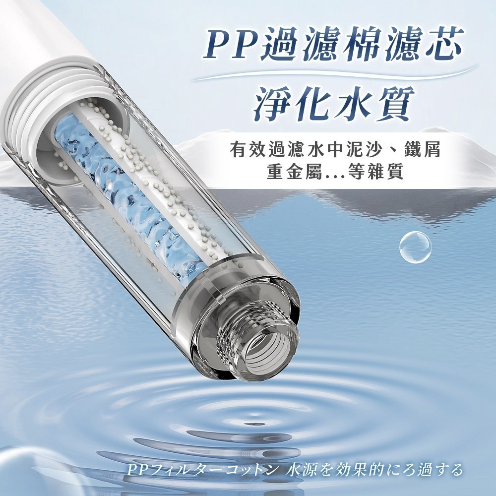 JOJOGO 澡爽 水舞增壓過濾蓮蓬頭組 附濾心5入 過濾蓮蓬頭 加壓蓮蓬頭 浴室蓮蓬頭-細節圖9