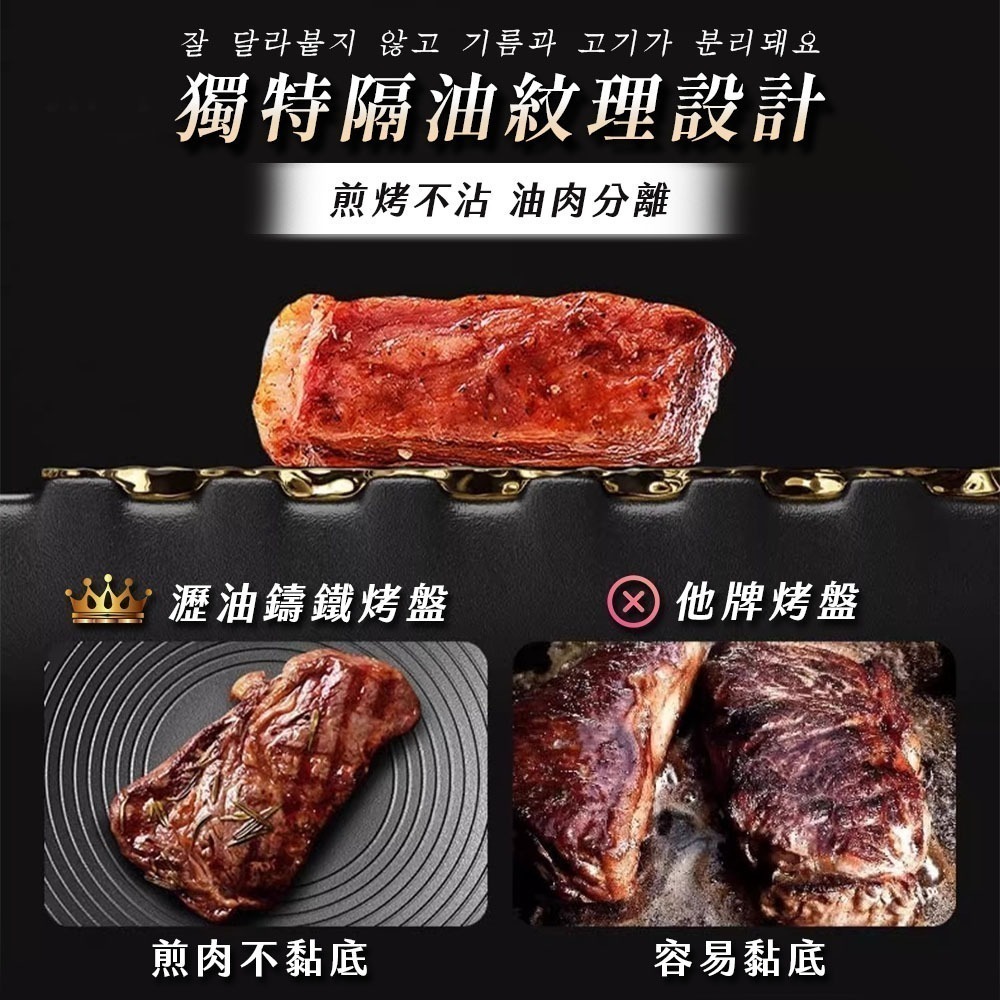 JOJOGO 韓國熱銷瀝油鑄鐵烤盤6件組 30cm 不沾烤盤 烤盤 露營 韓式烤盤 炒鍋 韓國烤盤 烤肉 中秋 鑄鐵-細節圖5