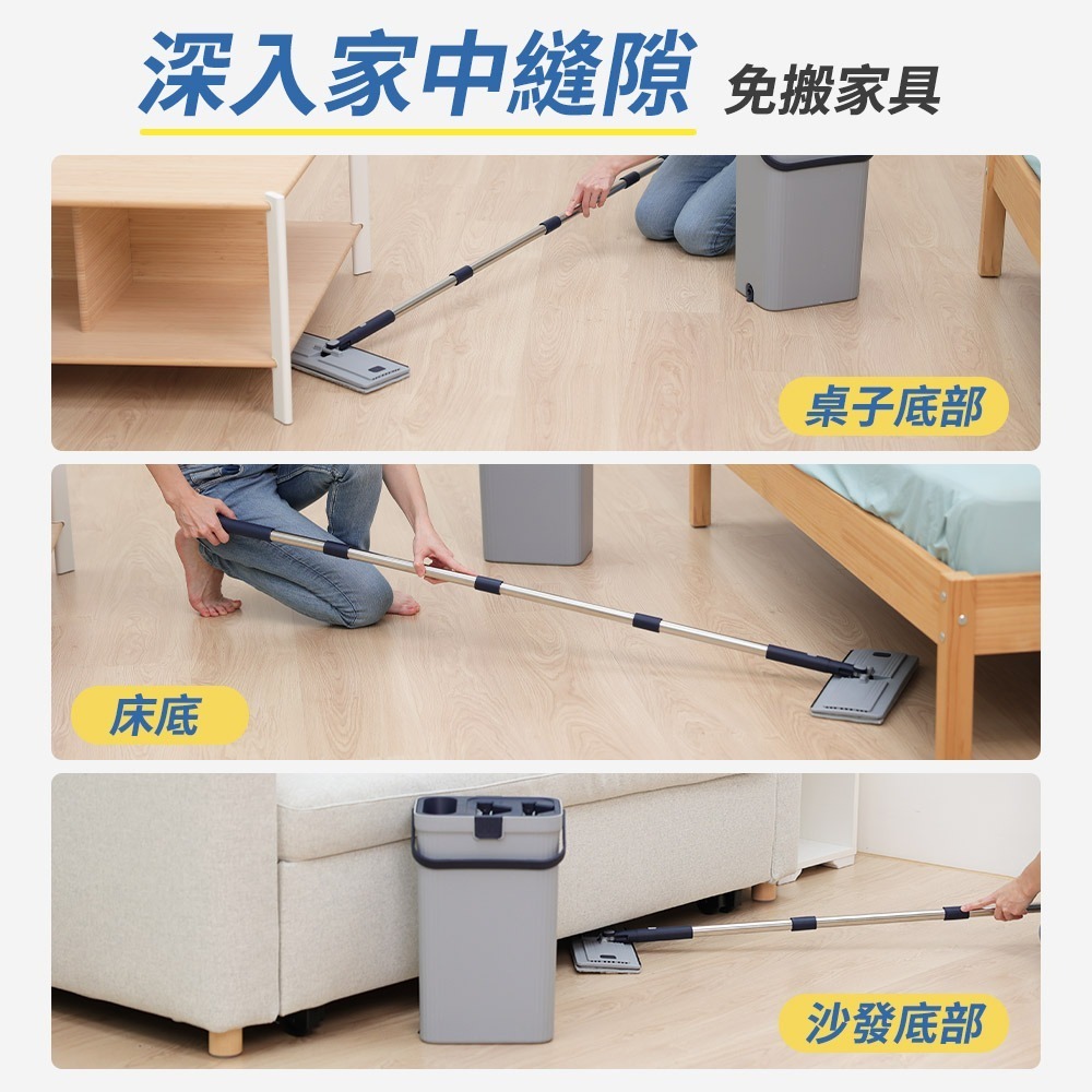 JOJOGO 污利海 升級版髒淨分小神拖 平板拖把 淨汙分離拖把 汙水分離拖把 旋轉拖把 懶人拖把 淨污分離 直立拖把-細節圖9