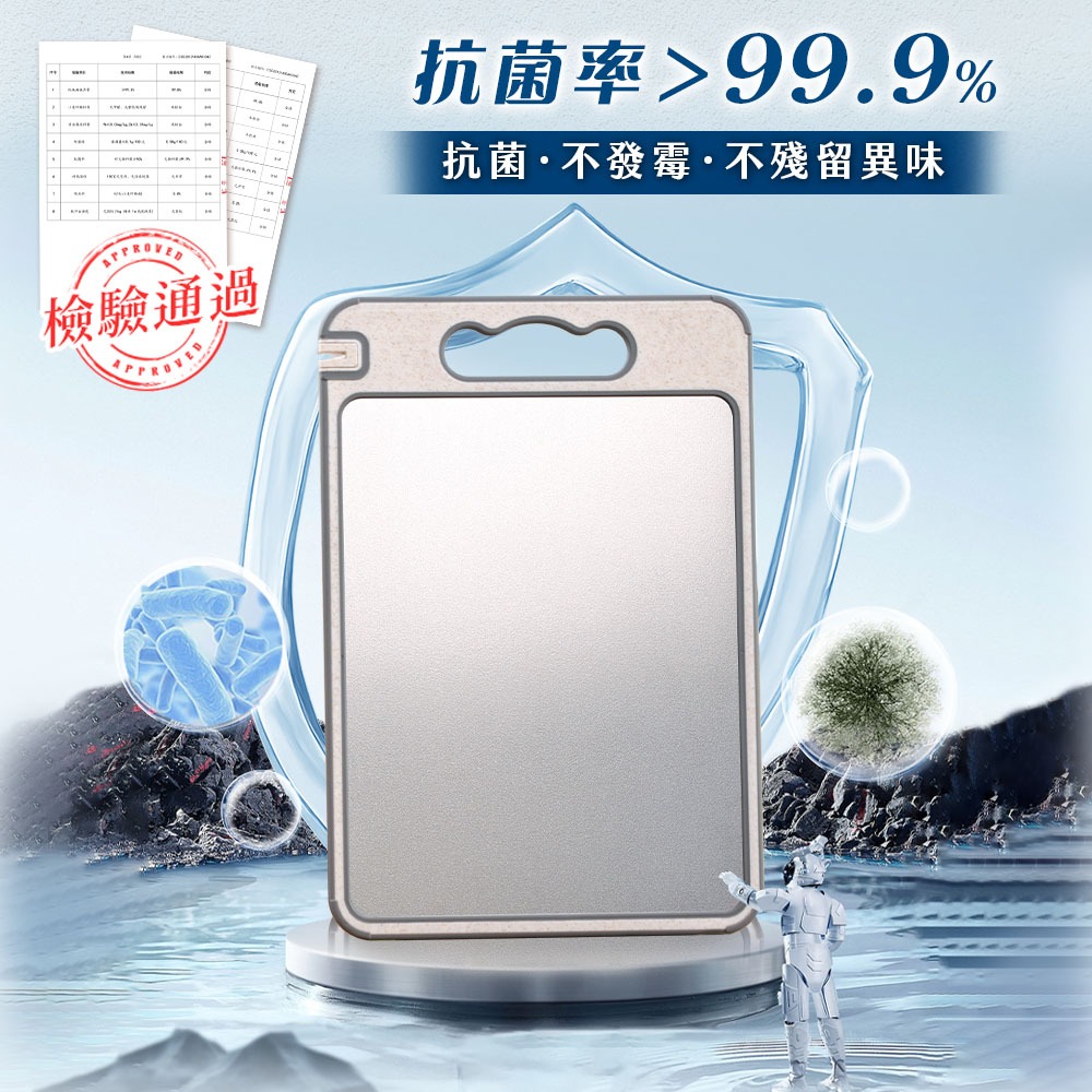 JOJOGO 鈦輕芯雙面砧板 砧板 純鈦砧板 切菜板 生鮮砧板 抗菌砧板 防滑砧板 不鏽鋼砧板 雙面砧板 鈦砧板-細節圖6