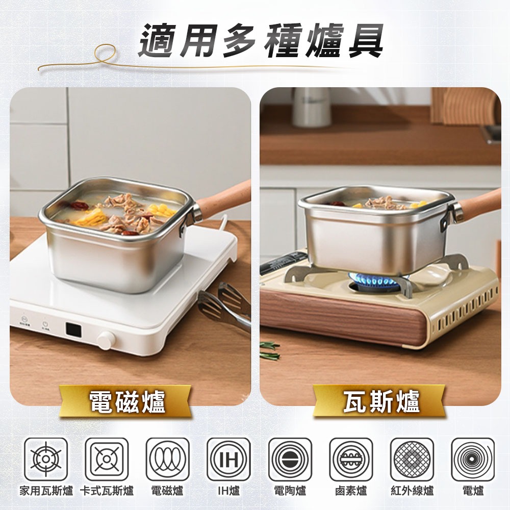 WondaMom 可拆式保鮮萬用鍋六件組 304不鏽鋼 保鮮盒 湯鍋 不鏽鋼保鮮盒 油炸鍋 料理鍋 方形油炸鍋 煮麵鍋-細節圖8