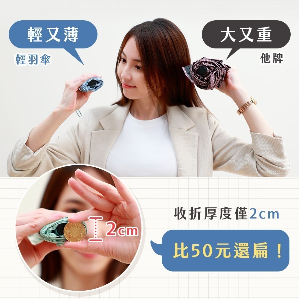 【限時購】JOJOGO 極薄自動輕羽傘 黑膠自動傘 防曬傘 遮陽傘 晴雨傘 自動傘 輕量傘-細節圖4