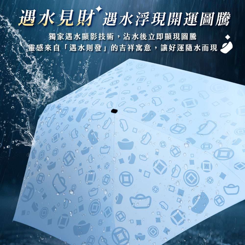 JOJOGO  遇水見財極薄輕羽傘 鹿港天后宮祈福過爐 自動傘 黑膠自動傘 防曬傘 遮陽傘 速乾傘 晴雨傘 輕量傘-細節圖3