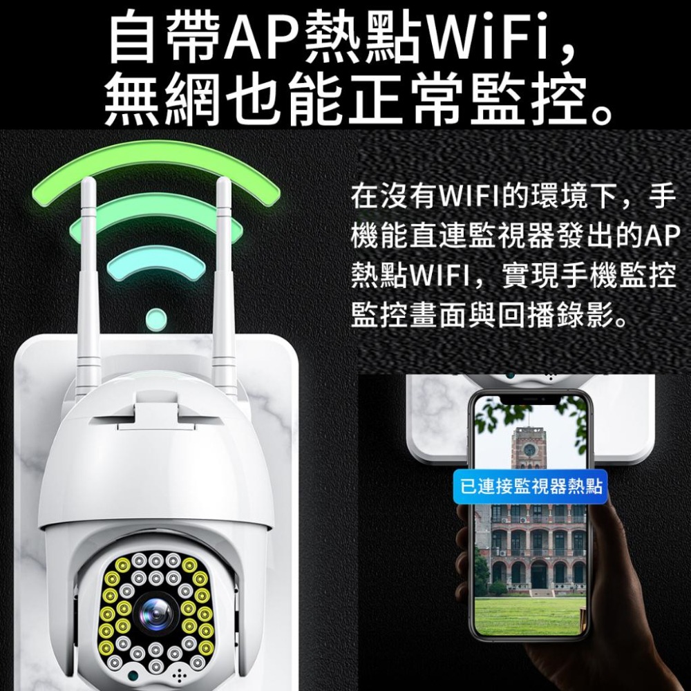 yoosee 無線監視器 十四代 WiFi 300萬 2.5K高清畫素 彩色夜視 廣角 戶外 追蹤報警 網路 智能攝影機-細節圖6