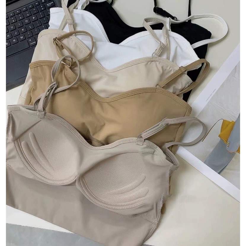 【冰絲吊帶 小可愛 bra top】背心 細肩帶 文胸 冰絲質感-細節圖2
