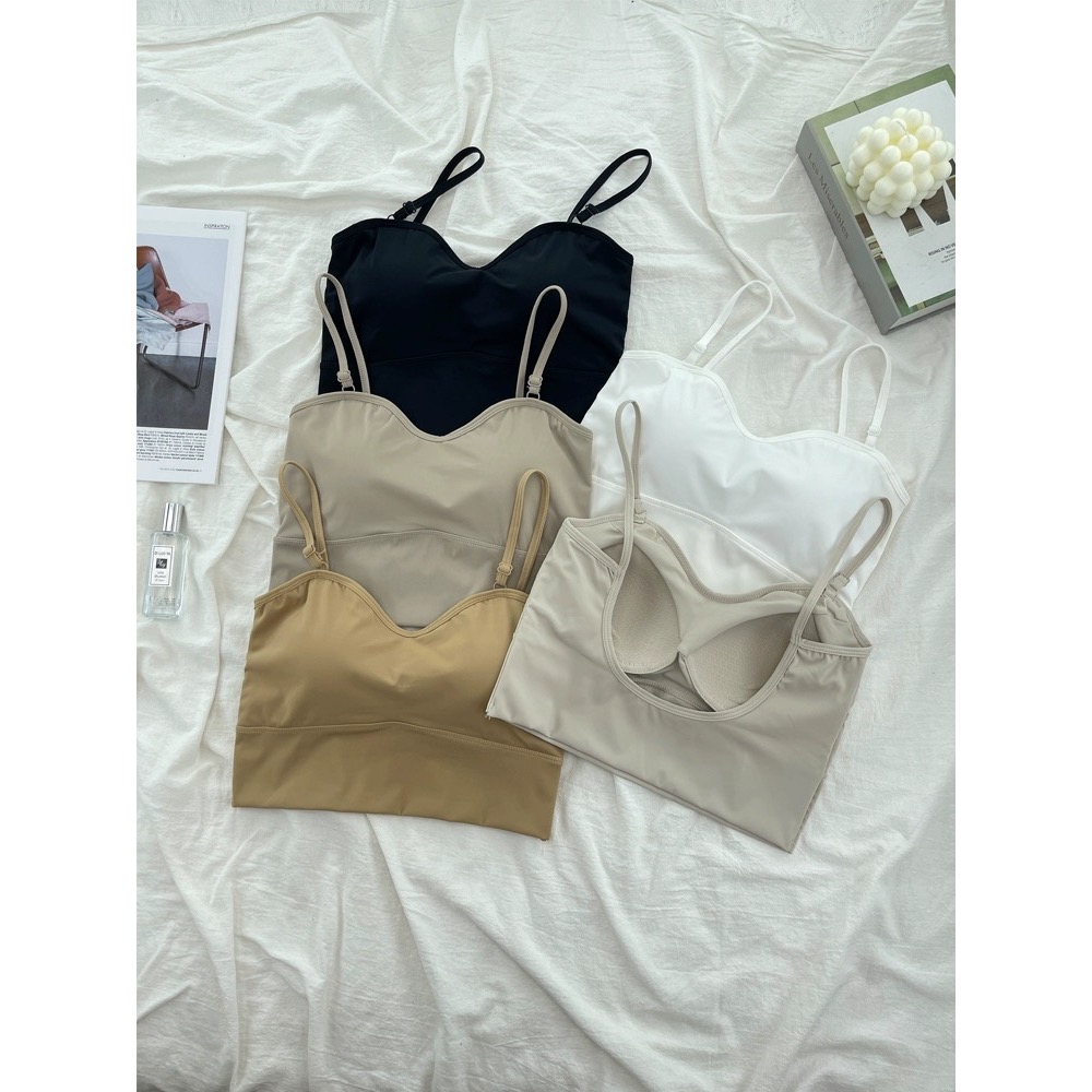 【冰絲吊帶 小可愛 bra top】背心 細肩帶 文胸 冰絲質感-細節圖3