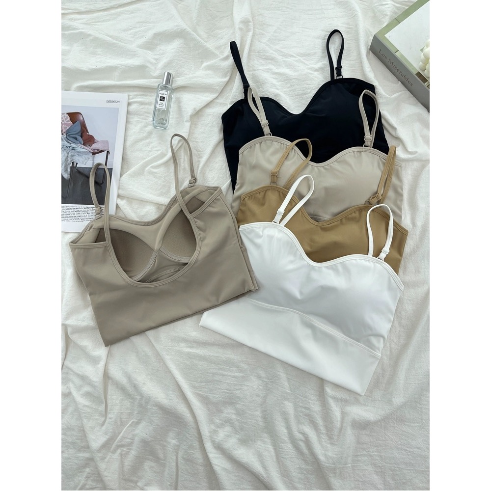 【冰絲吊帶 小可愛 bra top】背心 細肩帶 文胸 冰絲質感-細節圖4